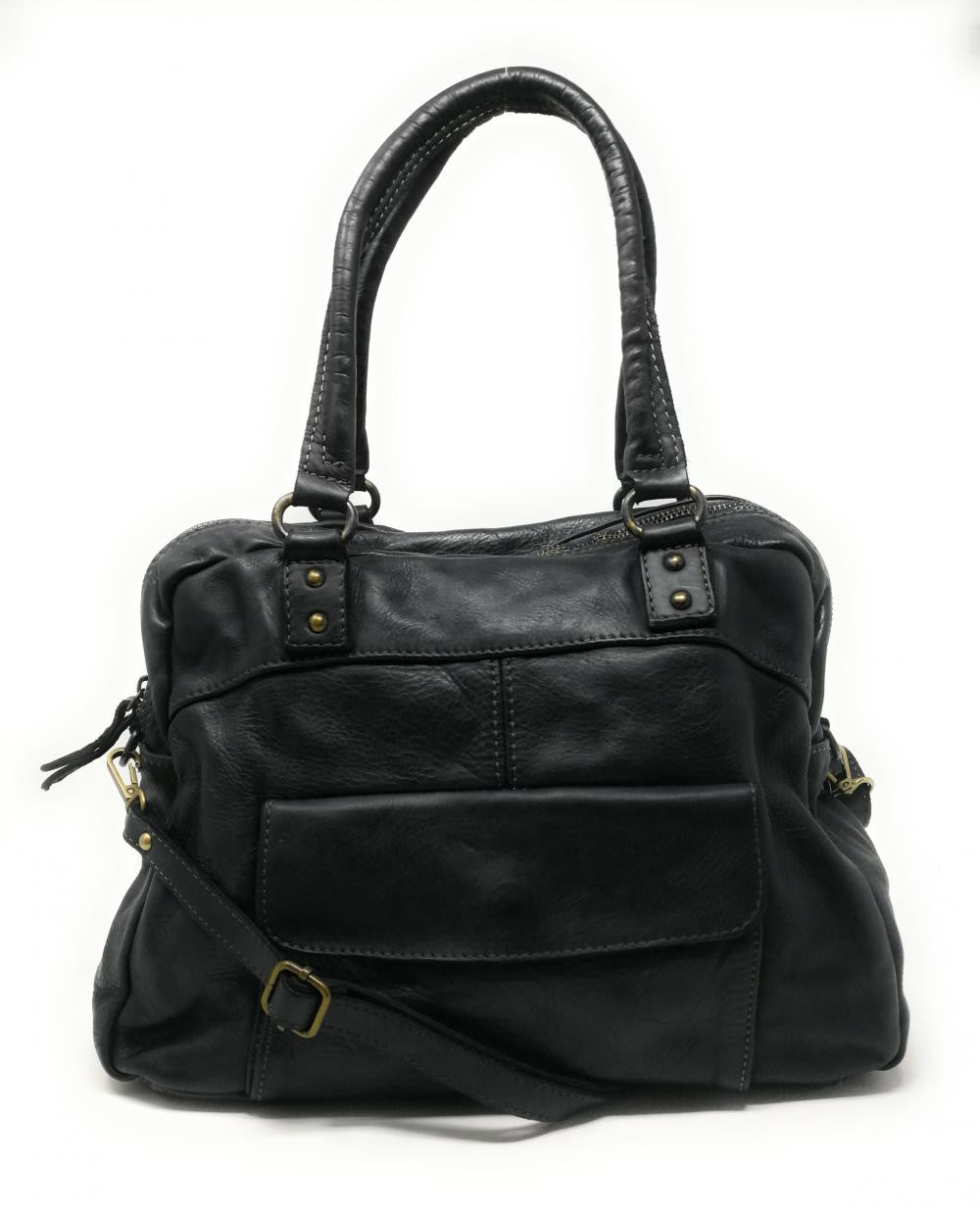 Sac bowling en cuir vintage MISS ERICA Noir