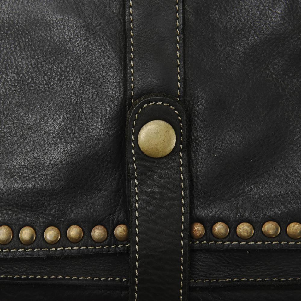 Sac besace à bandoulière en cuir vintage MISS K Noir