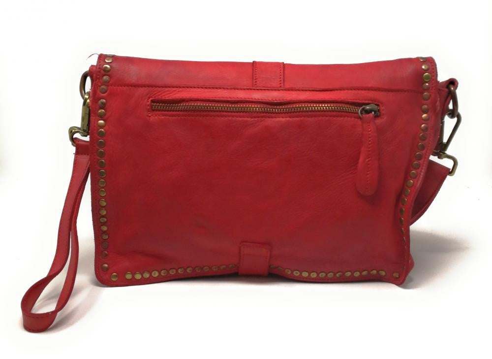 Sac besace à bandoulière en cuir vintage MISS K Rouge garance