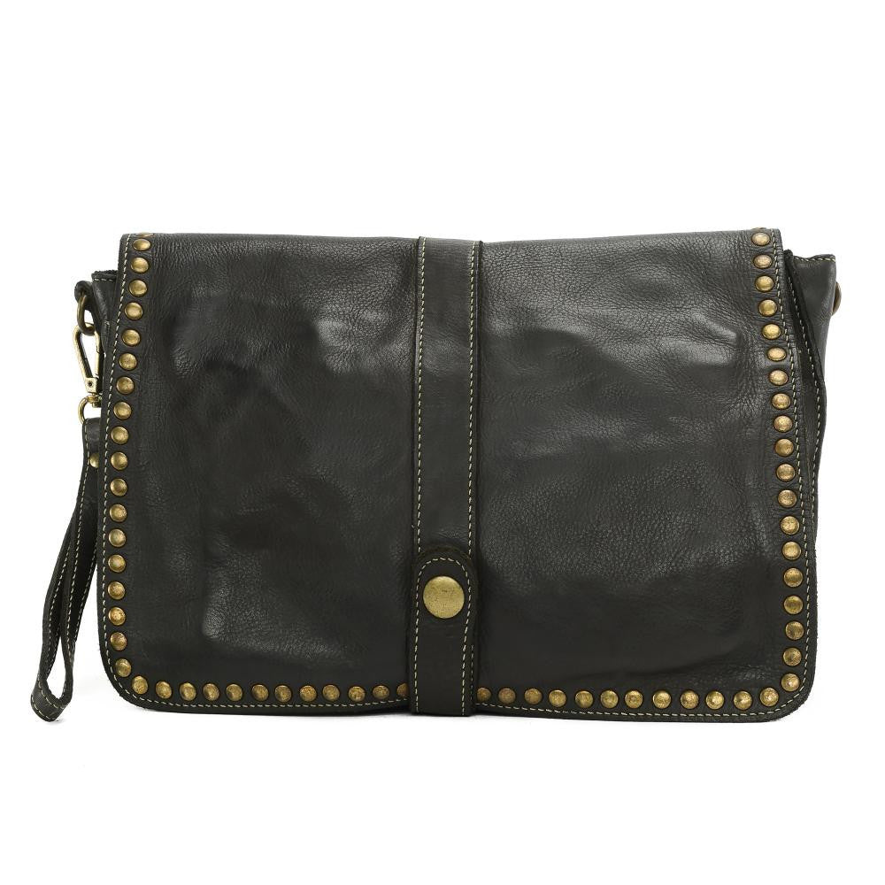 Sac besace à bandoulière en cuir vintage MISS K Noir