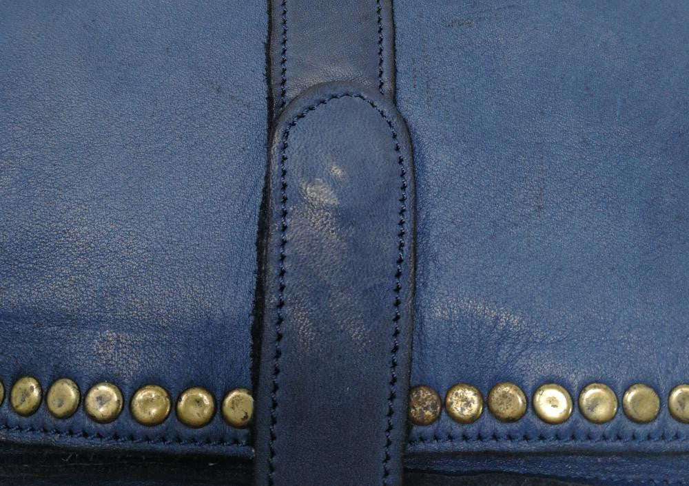 Sac besace à bandoulière en cuir vintage MISS K Bleu denim