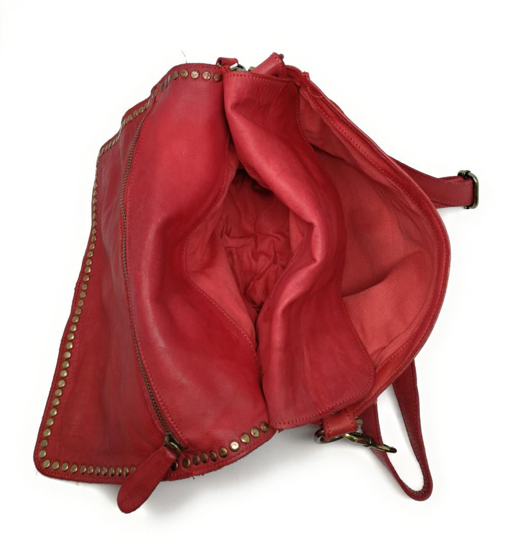Sac besace à bandoulière en cuir vintage MISS K Rouge garance