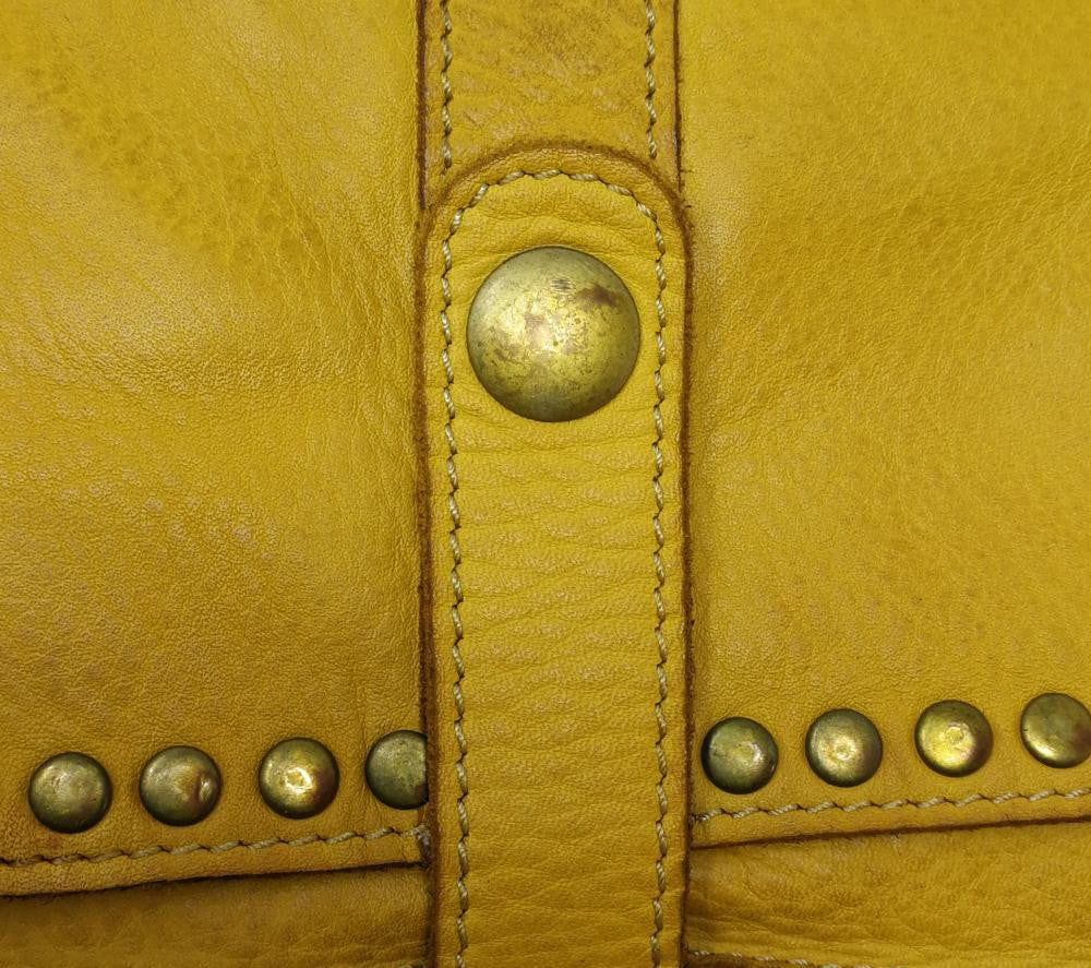 Sac besace à bandoulière en cuir vintage MISS K Jaune Moutarde