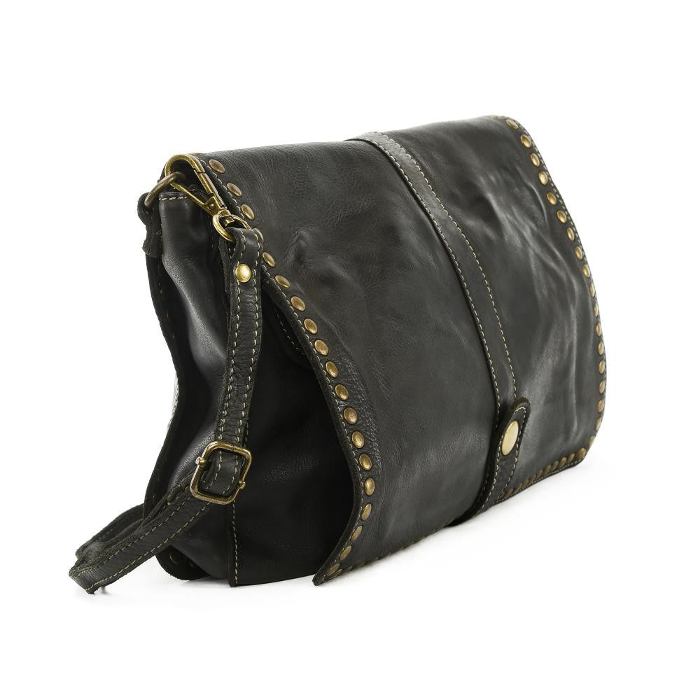 Sac besace à bandoulière en cuir vintage MISS K Noir