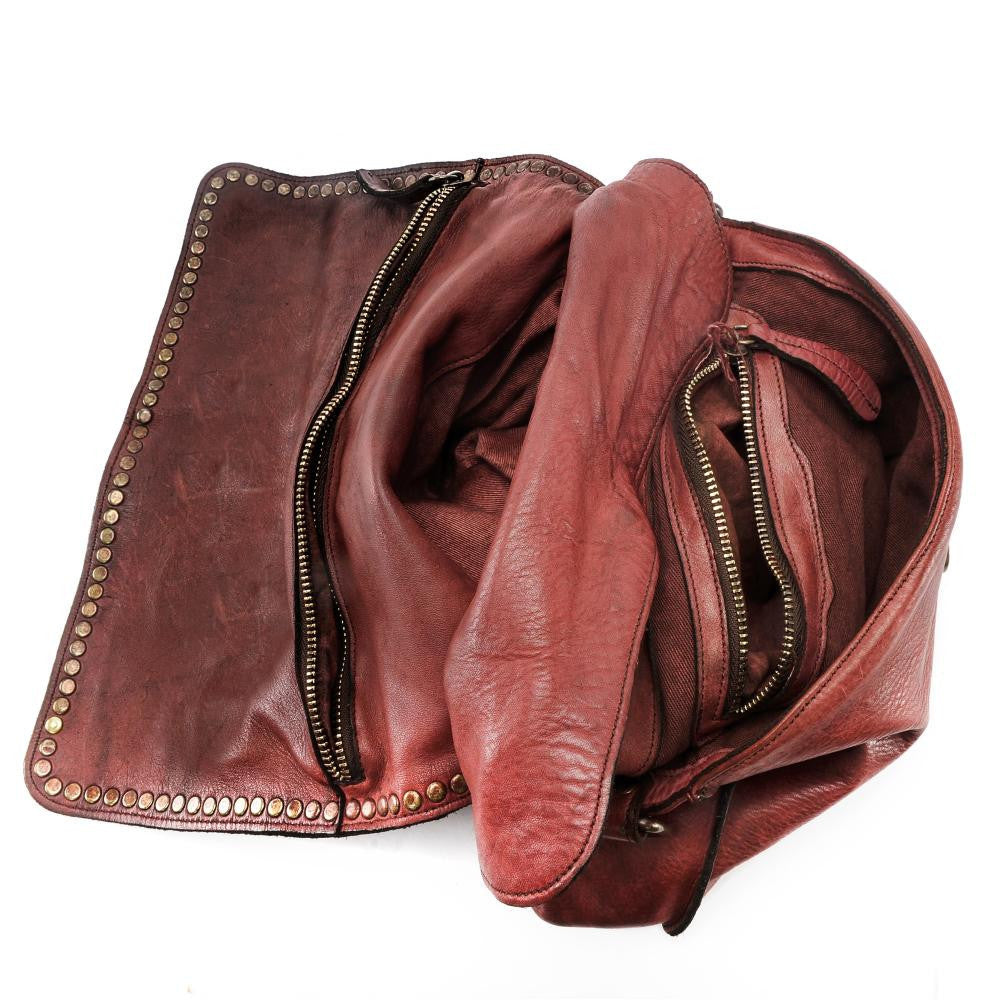 Sac besace à bandoulière en cuir vintage MISS K Prune