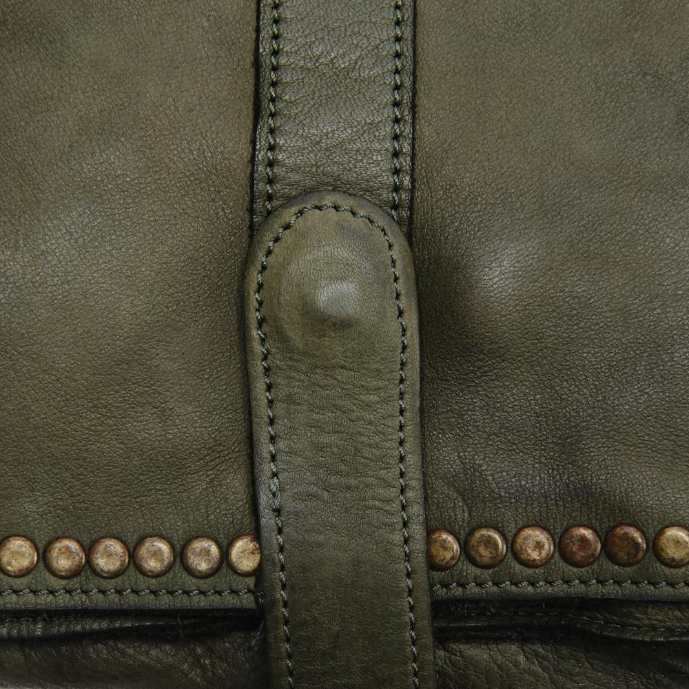 Sac besace à bandoulière en cuir vintage MISS K Kaki clair