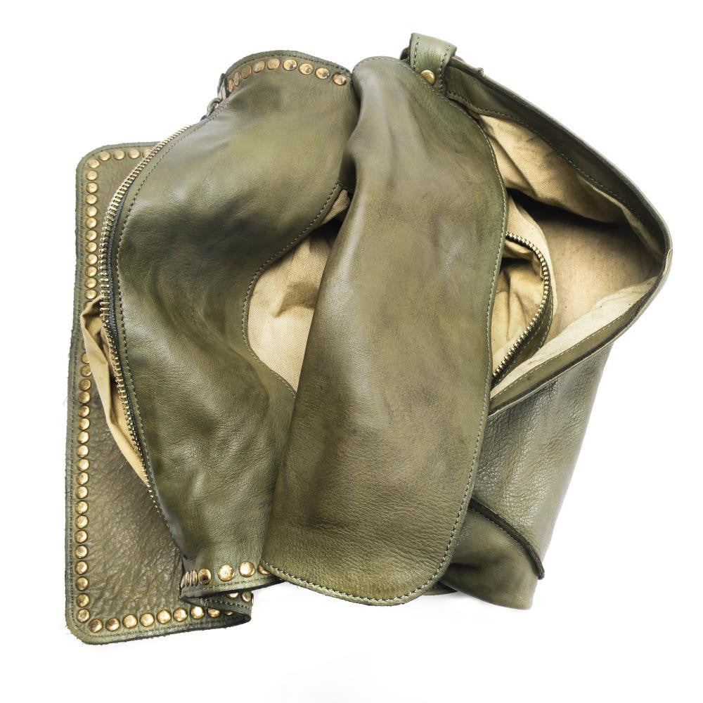 Sac besace à bandoulière en cuir vintage MISS K Kaki clair