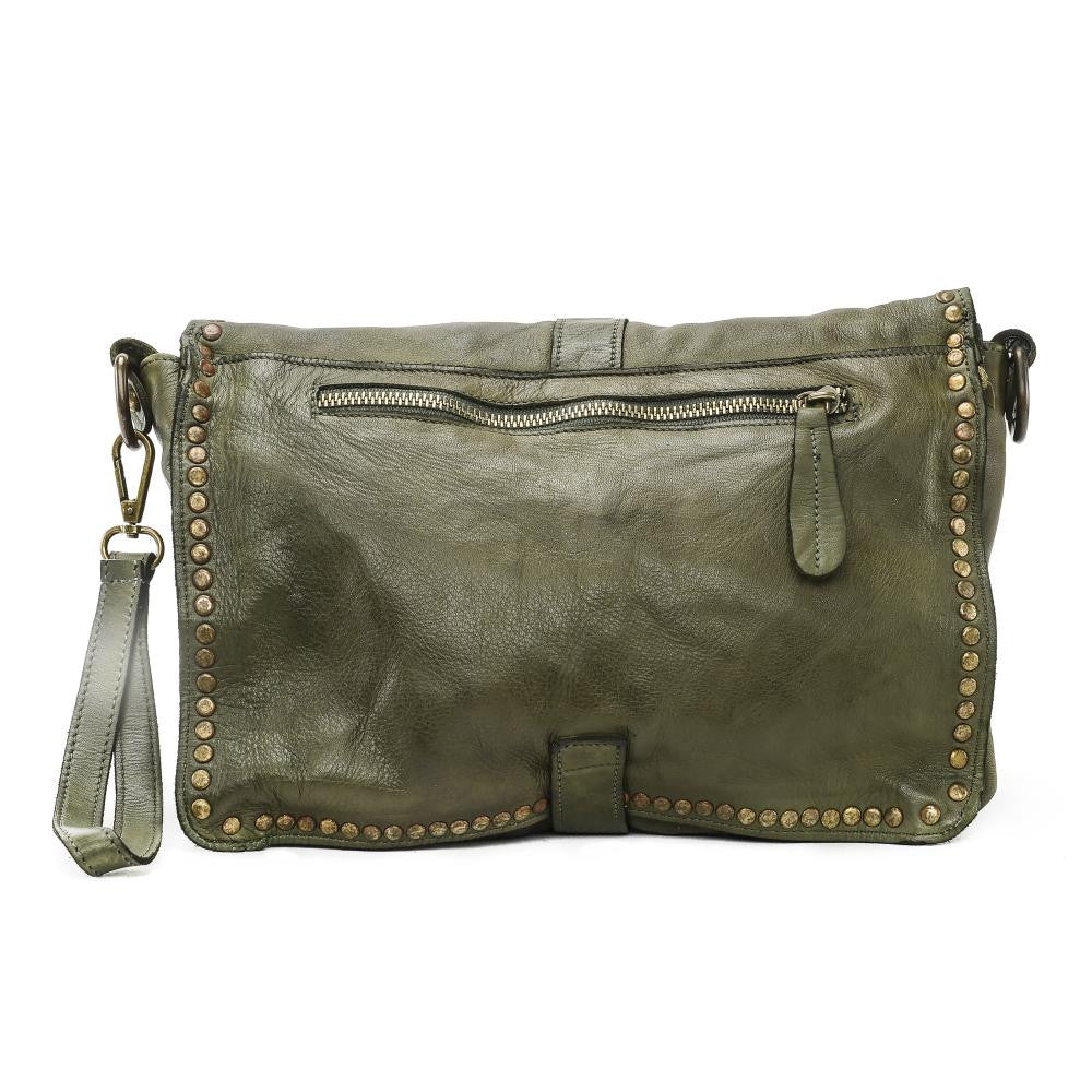Sac besace à bandoulière en cuir vintage MISS K Kaki clair