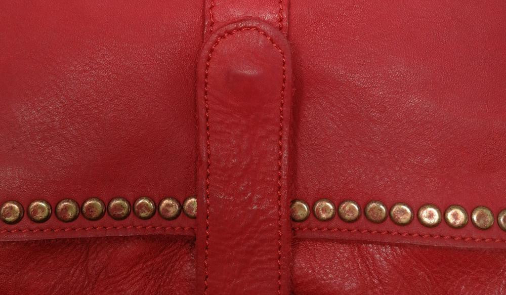 Sac besace à bandoulière en cuir vintage MISS K Rouge garance