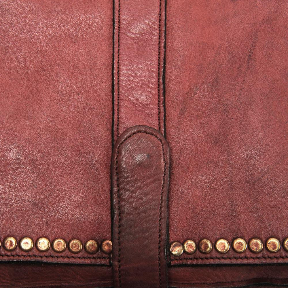 Sac besace à bandoulière en cuir vintage MISS K Rouge bordeaux