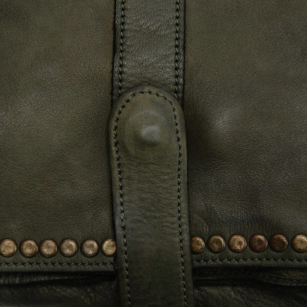 Sac besace à bandoulière en cuir vintage MISS K Kaki