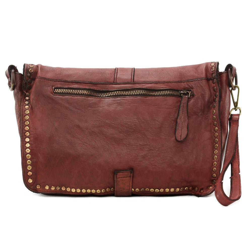 Sac besace à bandoulière en cuir vintage MISS K Rouge bordeaux