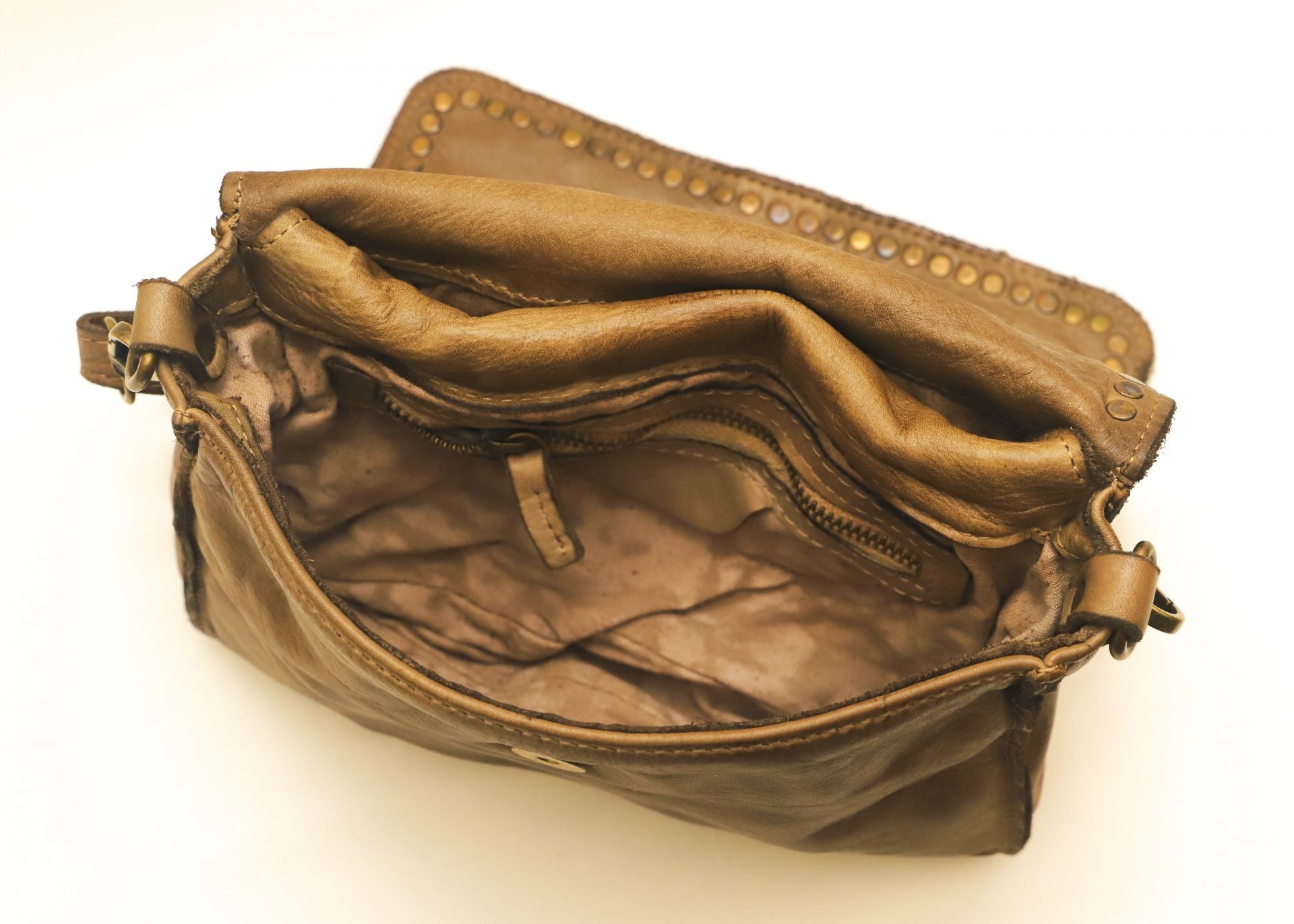 Sac besace à bandoulière en cuir vintage MISS SHAN Taupe foncé