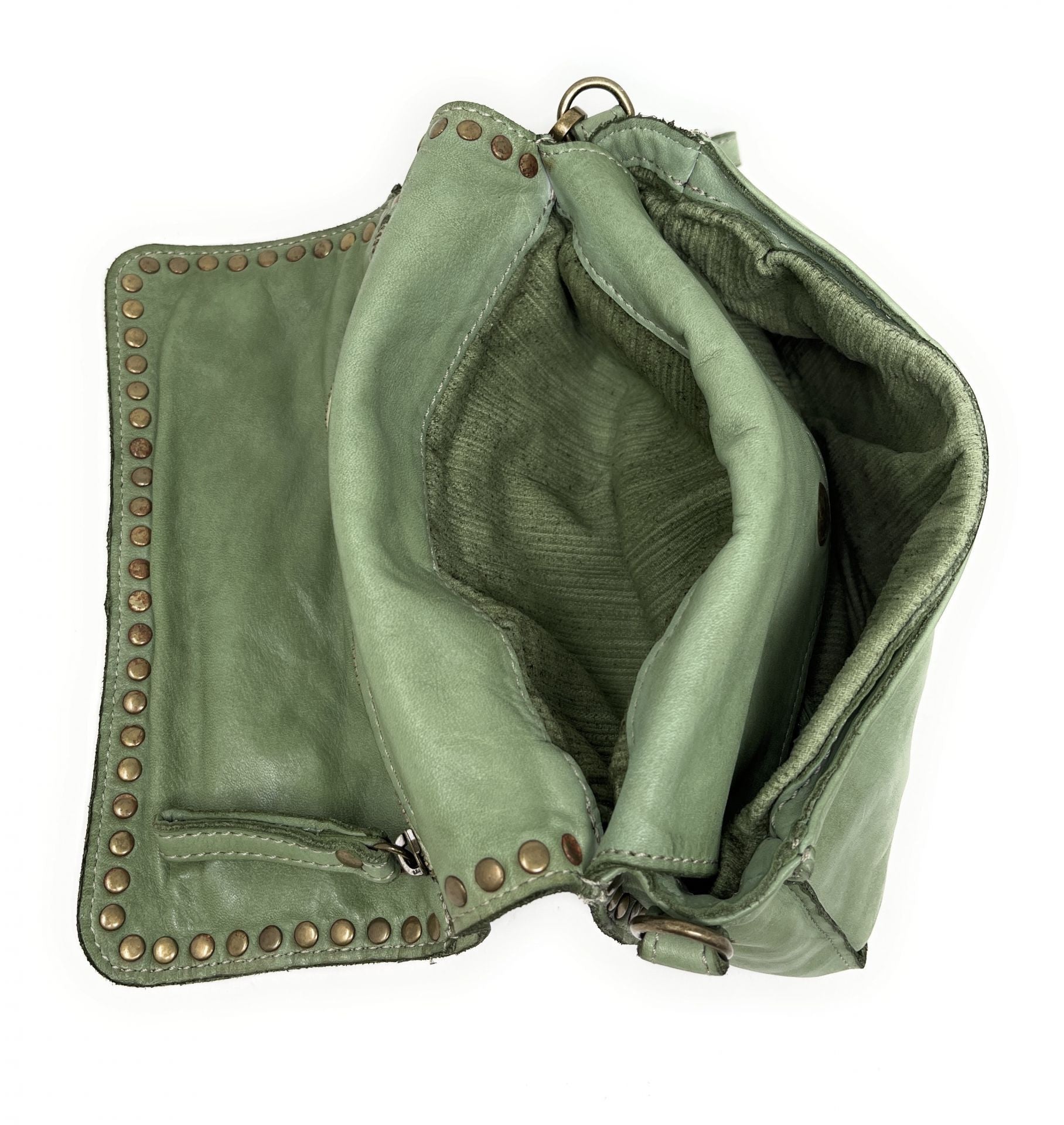 Sac besace à bandoulière en cuir vintage MISS SHAN Kaki clair
