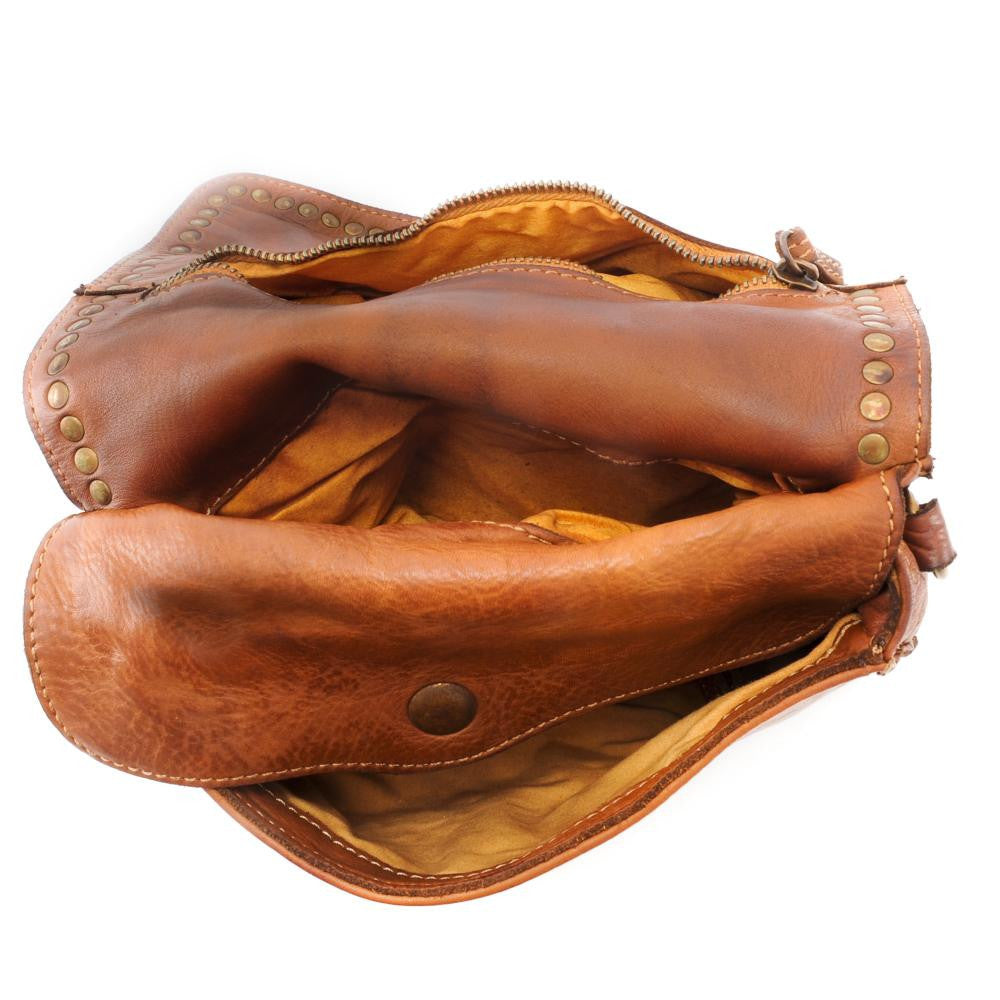 Sac besace à bandoulière en cuir vintage MISS SHAN Camel foncé
