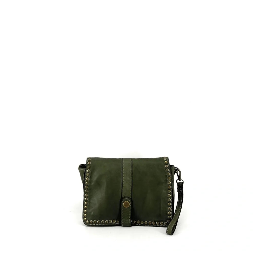 Sac besace à bandoulière en cuir vintage MISS SHAN Kaki