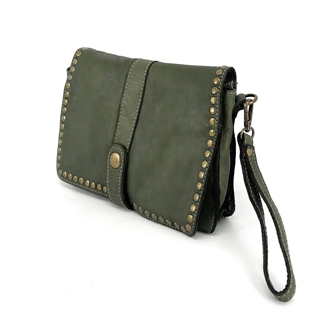 Sac besace à bandoulière en cuir vintage MISS SHAN Kaki