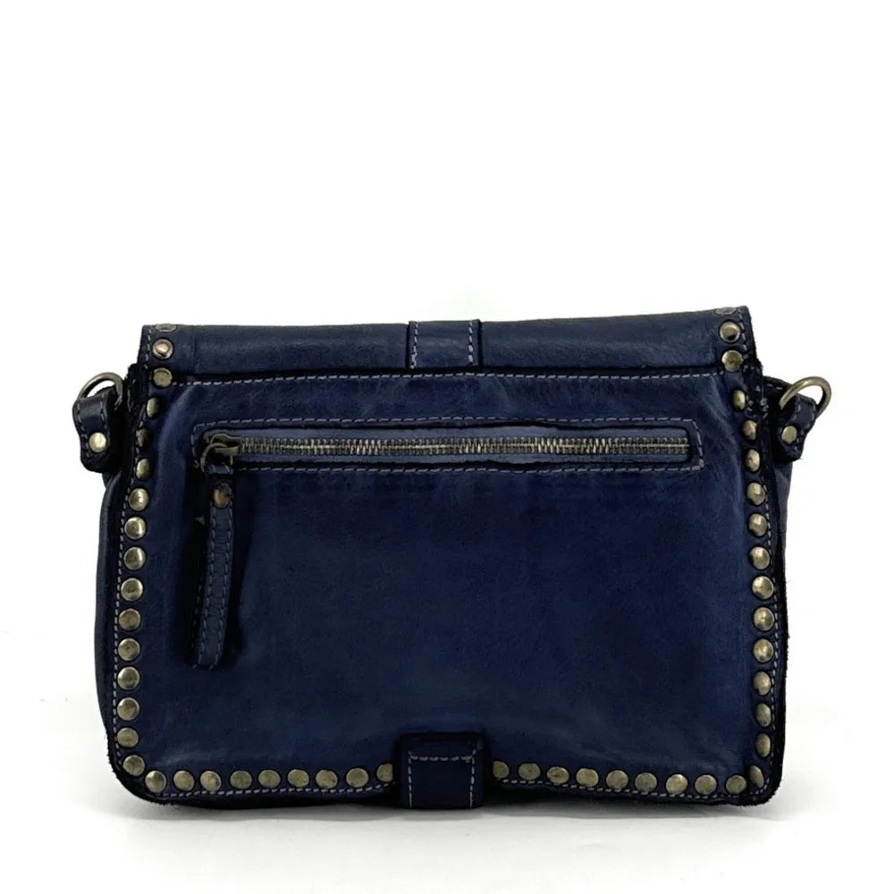 Sac besace à bandoulière en cuir vintage MISS SHAN Bleu marine