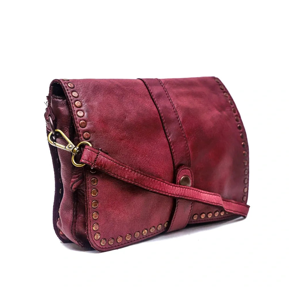Sac besace à bandoulière en cuir vintage MISS SHAN Rouge bordeaux