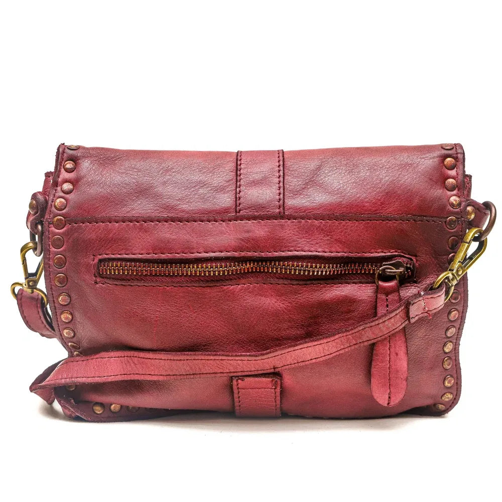 Sac besace à bandoulière en cuir vintage MISS SHAN Rouge bordeaux