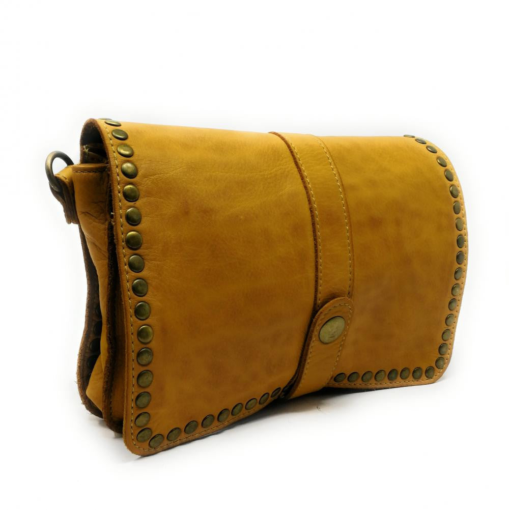 Sac besace à bandoulière en cuir vintage MISS SHAN Jaune Moutarde