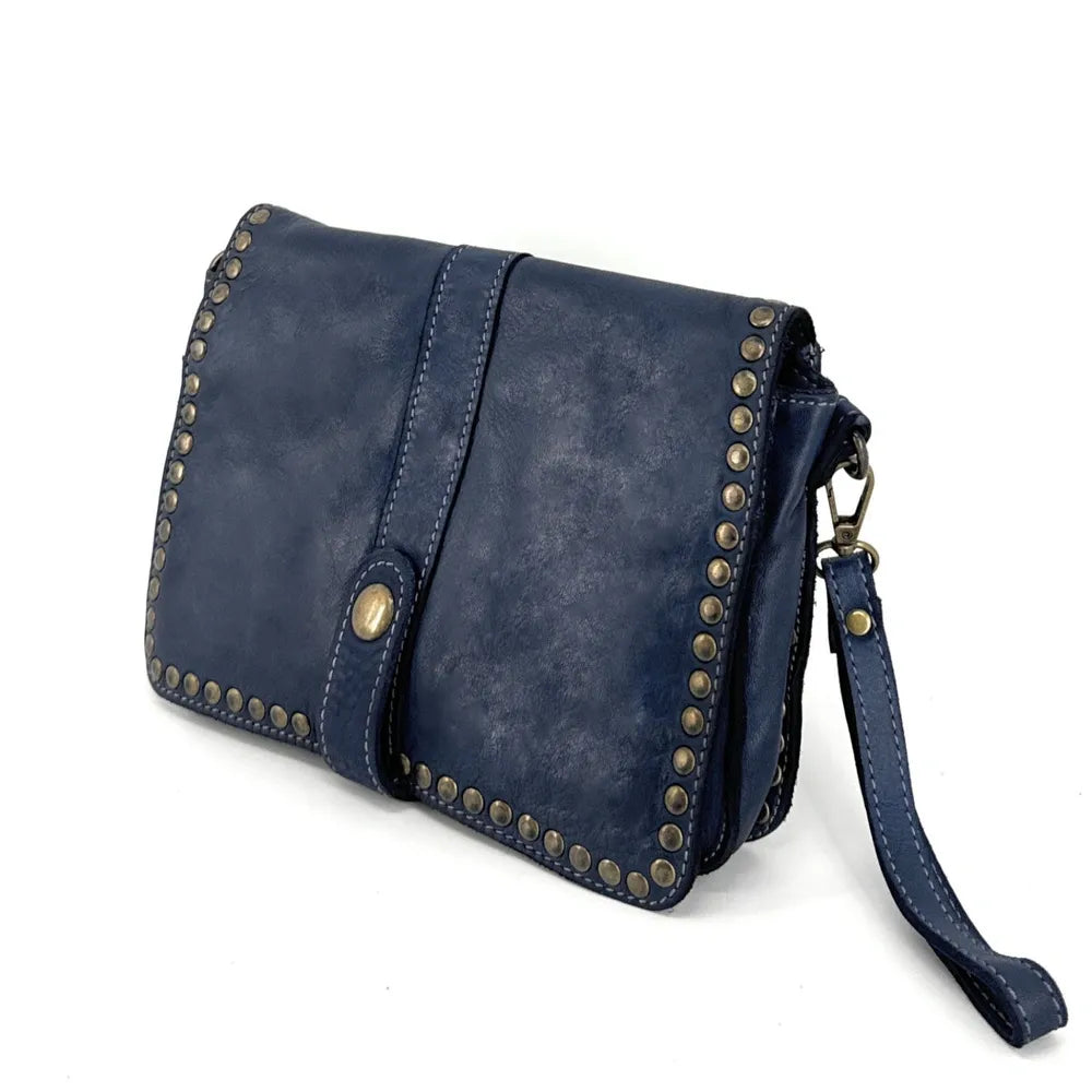 Sac besace à bandoulière en cuir vintage MISS SHAN Bleu marine