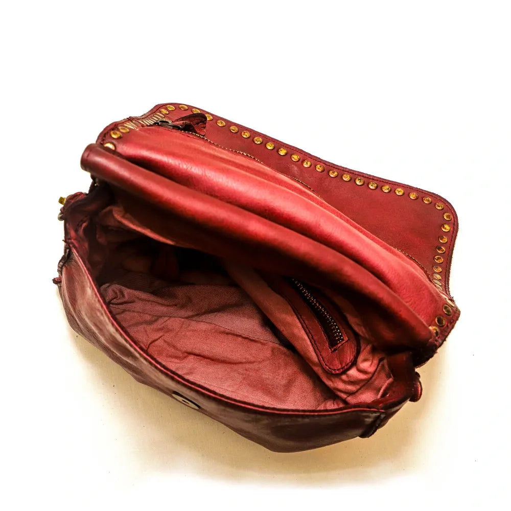 Sac besace à bandoulière en cuir vintage MISS SHAN Rouge bordeaux