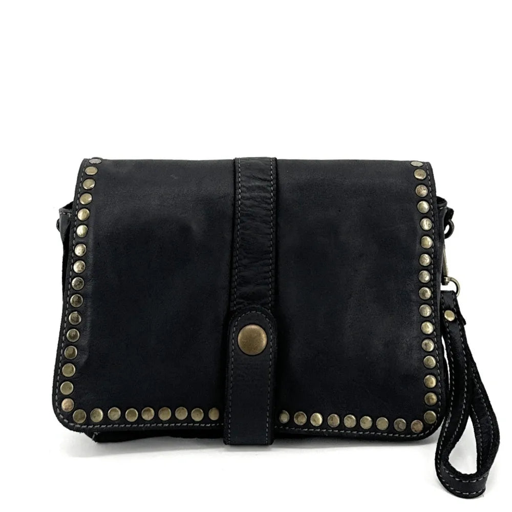 Sac besace à bandoulière en cuir vintage MISS SHAN Noir