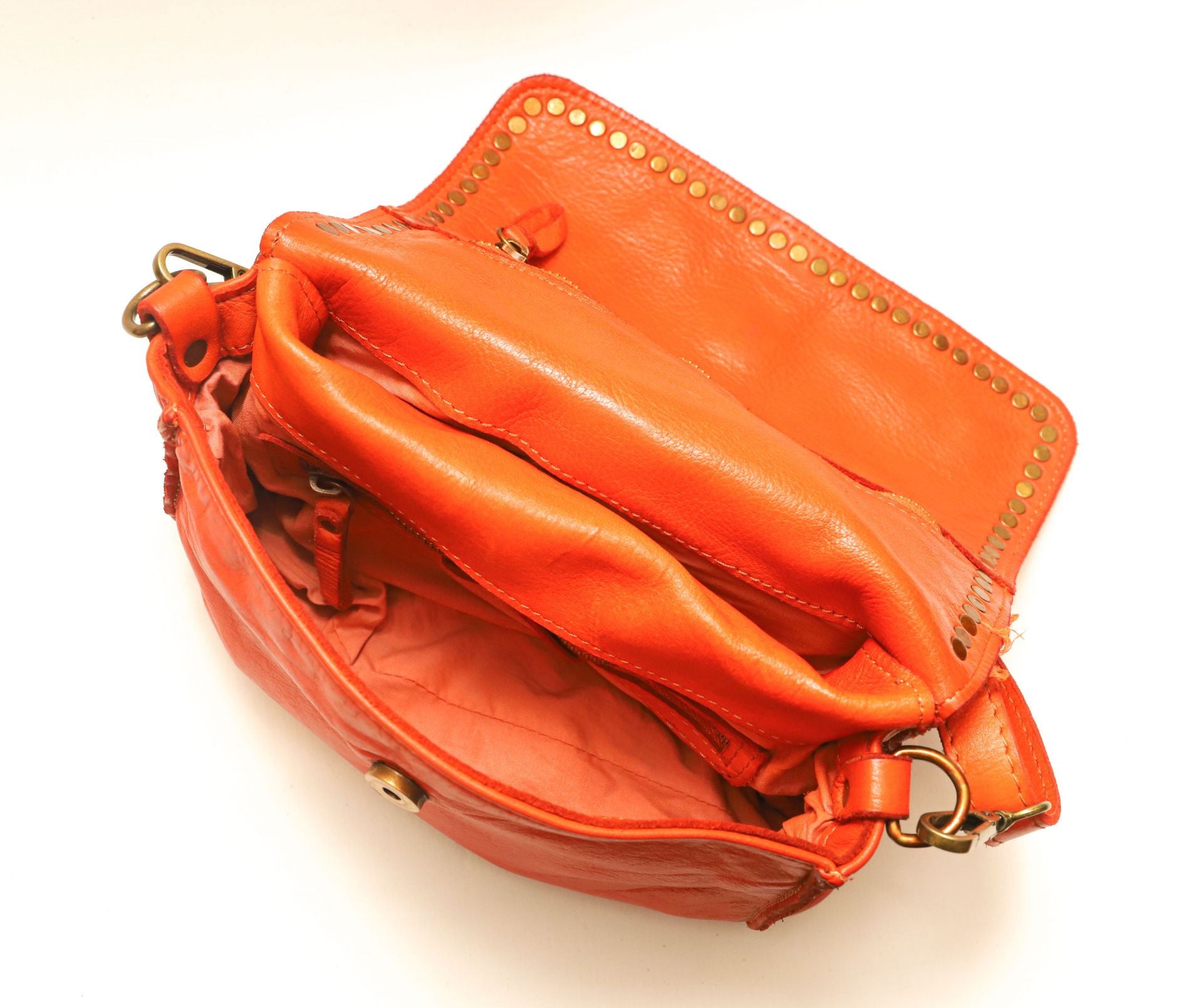 Sac besace à bandoulière en cuir vintage MISS SHAN Orange