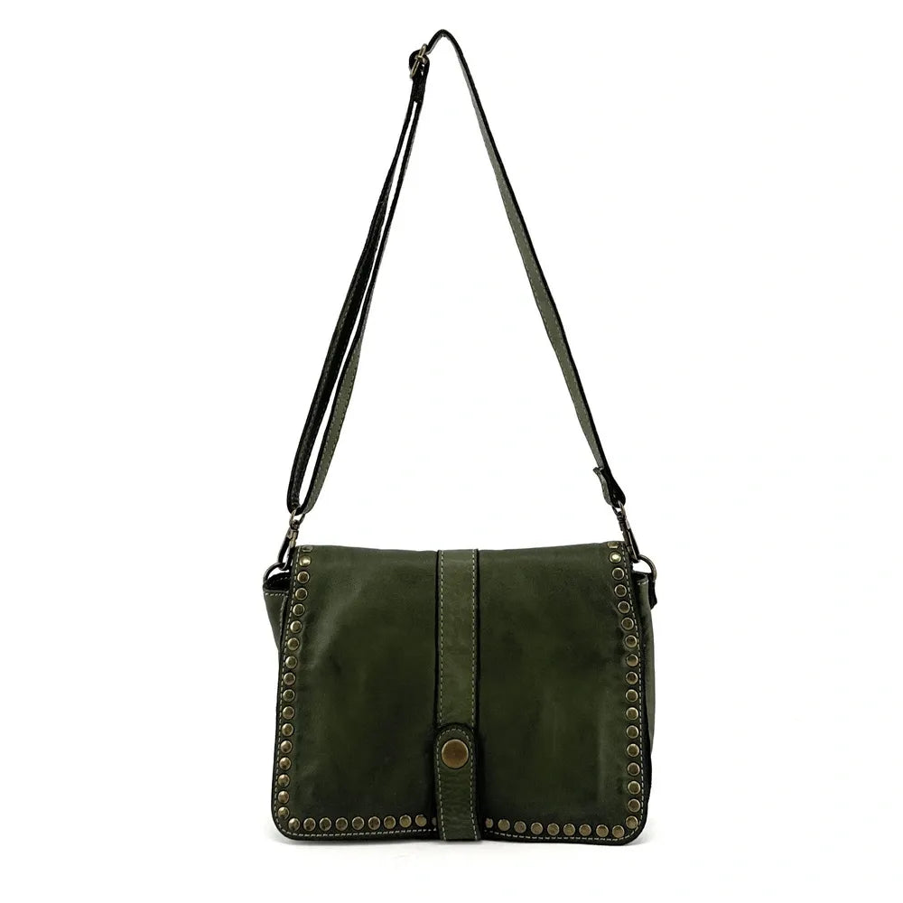 Sac besace à bandoulière en cuir vintage MISS SHAN Kaki