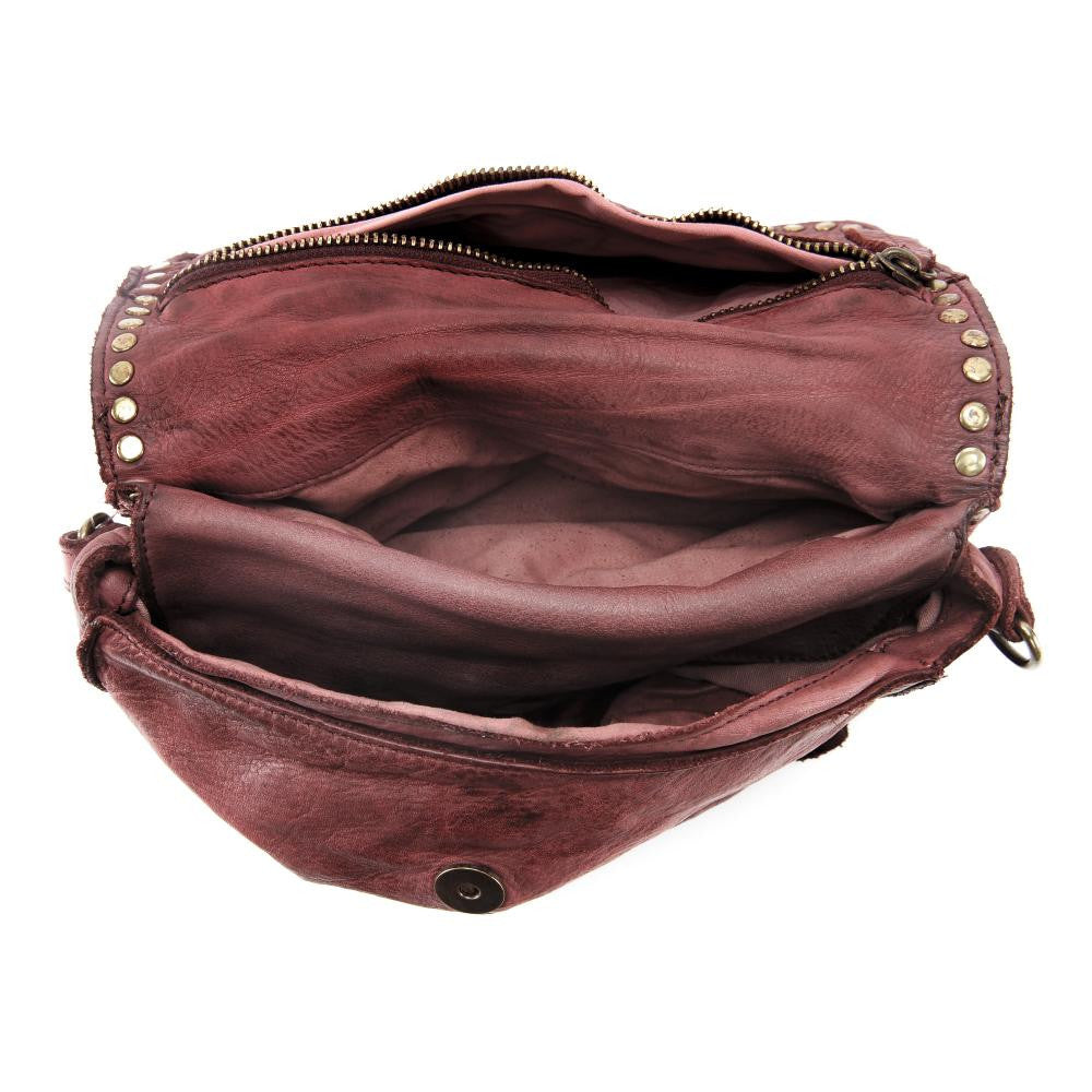 Sac besace à bandoulière en cuir vintage MISS SHAN Rouge foncé