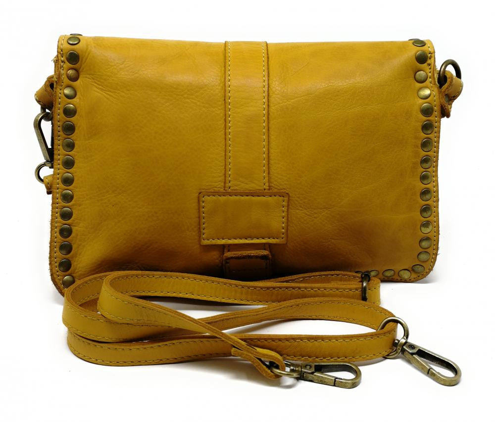 Sac besace à bandoulière en cuir vintage MISS SHAN Jaune Moutarde