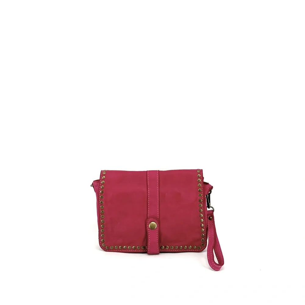 Sac besace à bandoulière en cuir vintage MISS SHAN Rose fuchsia