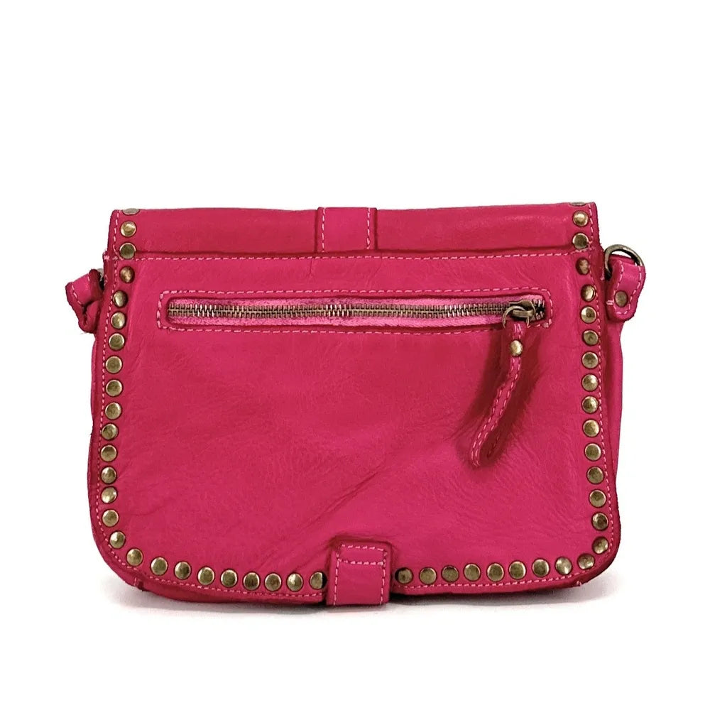 Sac besace à bandoulière en cuir vintage MISS SHAN Rose fuchsia