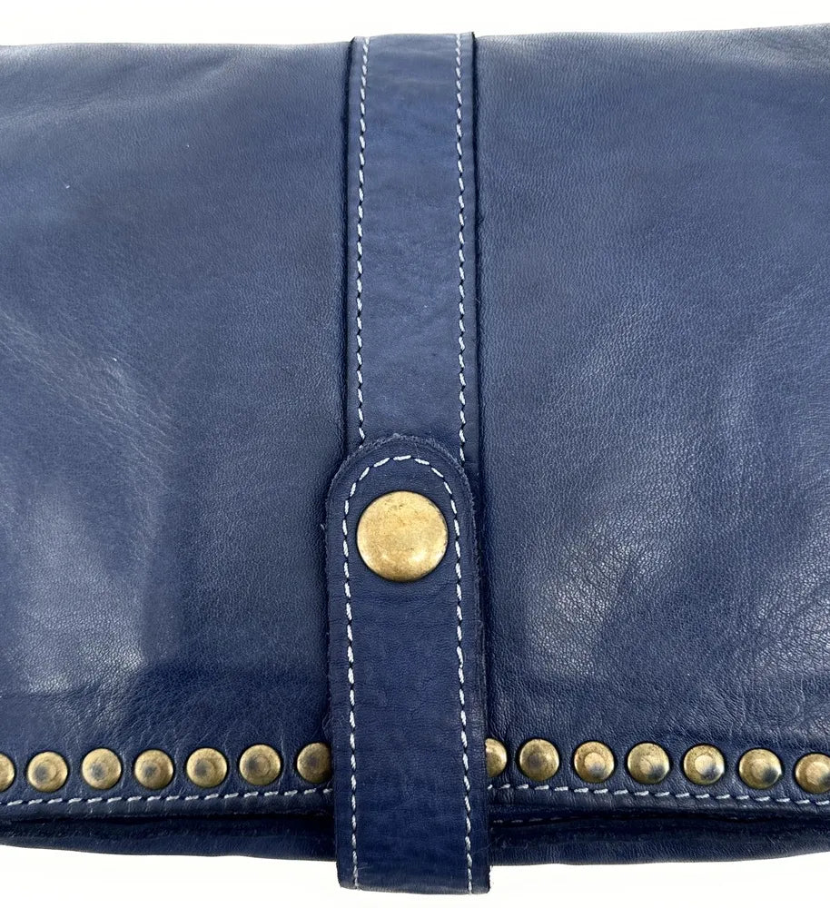 Sac besace à bandoulière en cuir vintage MISS SHAN Bleu marine