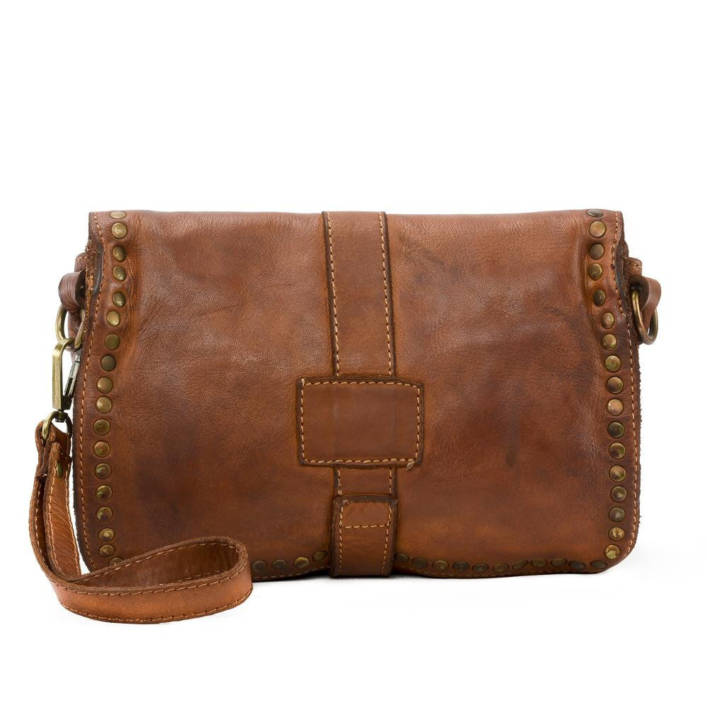 Sac besace à bandoulière en cuir vintage MISS SHAN Camel foncé