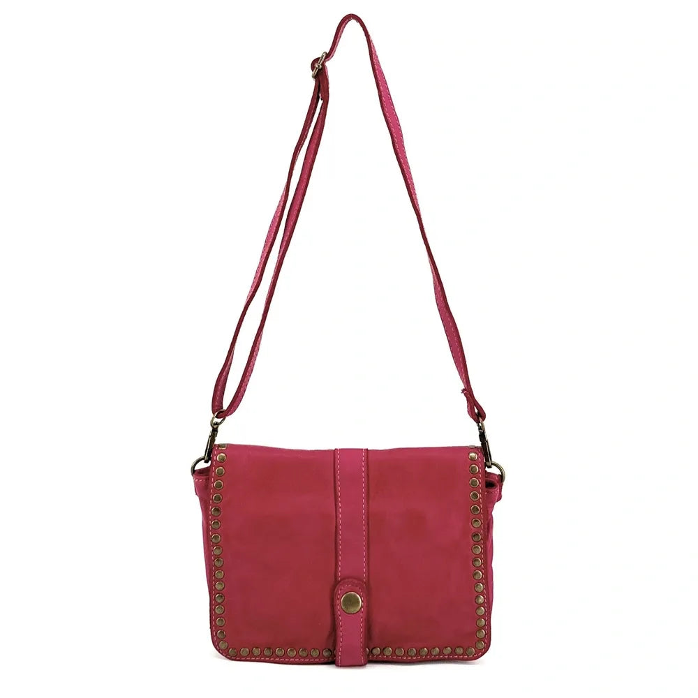 Sac besace à bandoulière en cuir vintage MISS SHAN Rose fuchsia