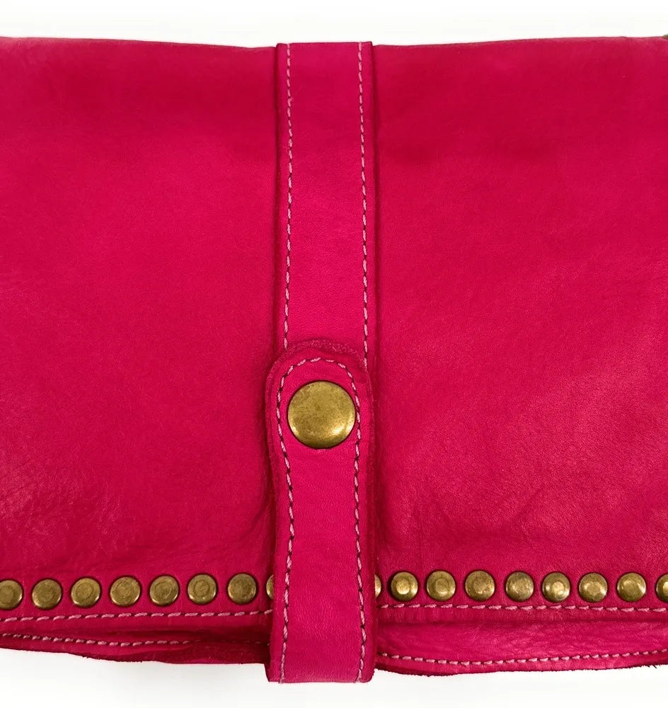 Sac besace à bandoulière en cuir vintage MISS SHAN Rose fuchsia