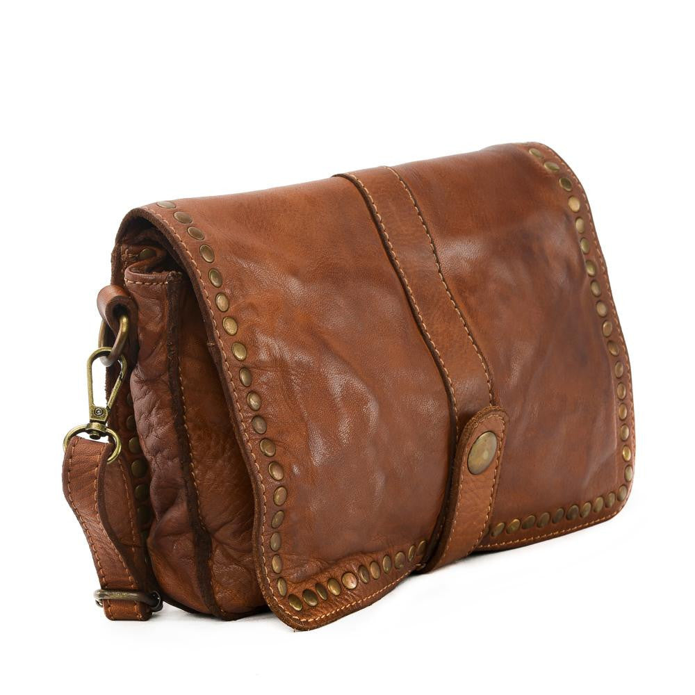 Sac besace à bandoulière en cuir vintage MISS SHAN Camel foncé