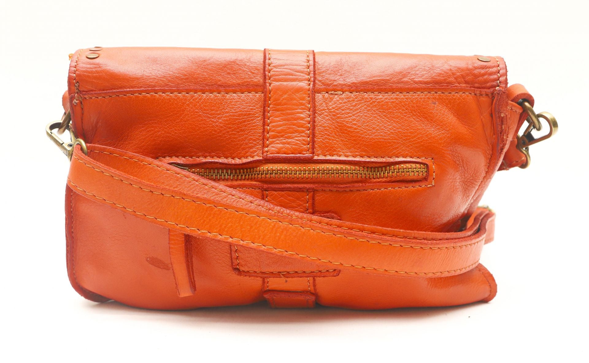 Sac besace à bandoulière en cuir vintage MISS SHAN Orange