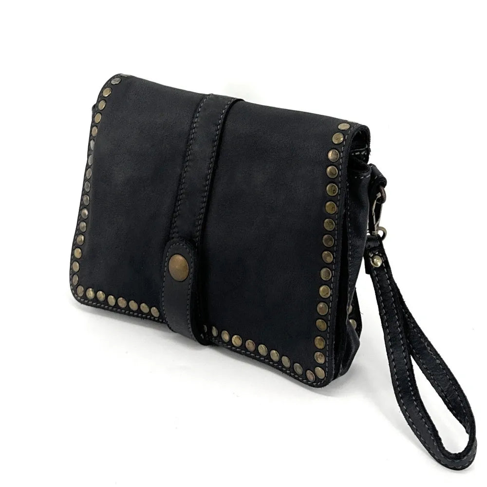 Sac besace à bandoulière en cuir vintage MISS SHAN Noir