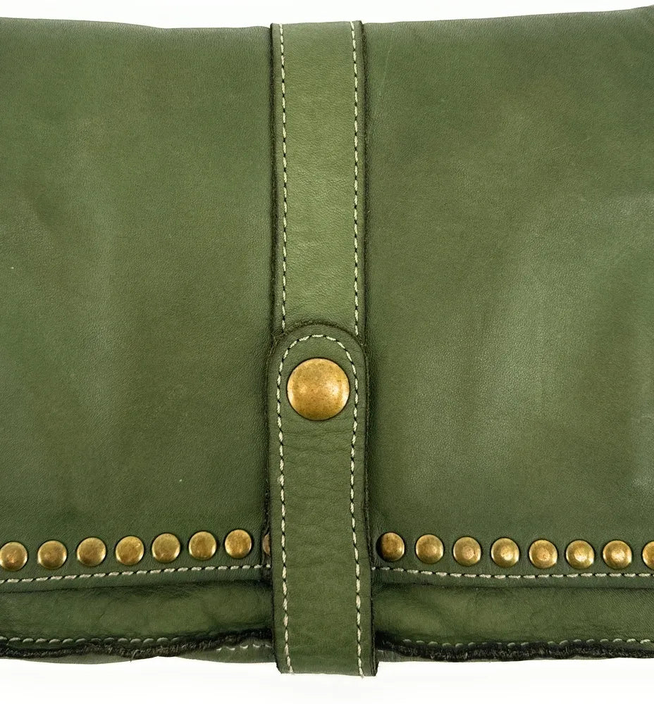 Sac besace à bandoulière en cuir vintage MISS SHAN Kaki