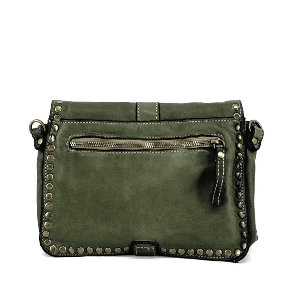 Sac besace à bandoulière en cuir vintage MISS SHAN Kaki
