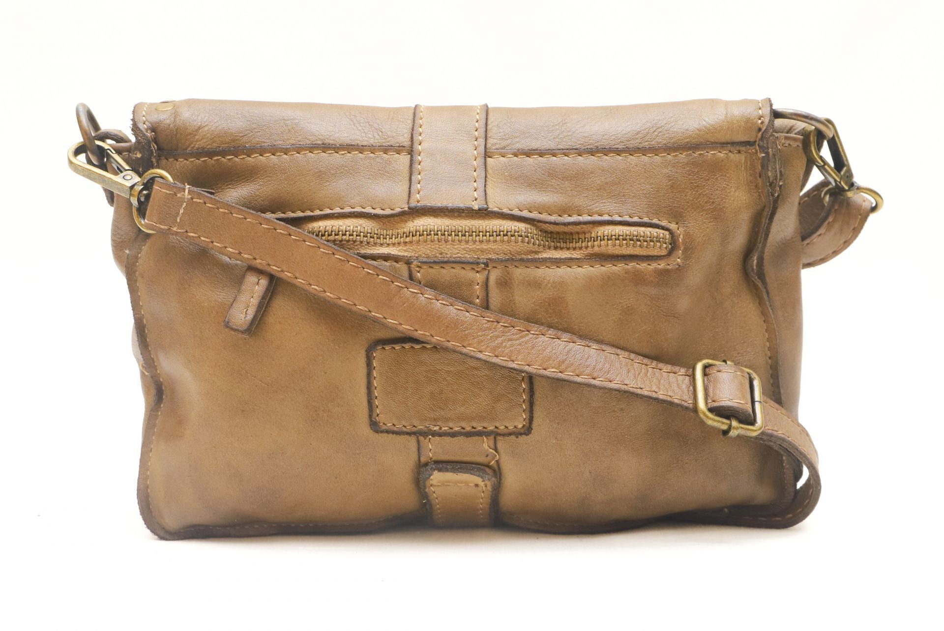 Sac besace à bandoulière en cuir vintage MISS SHAN Taupe foncé