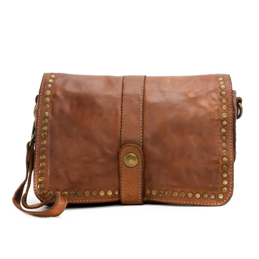 Sac besace à bandoulière en cuir vintage MISS SHAN Camel foncé