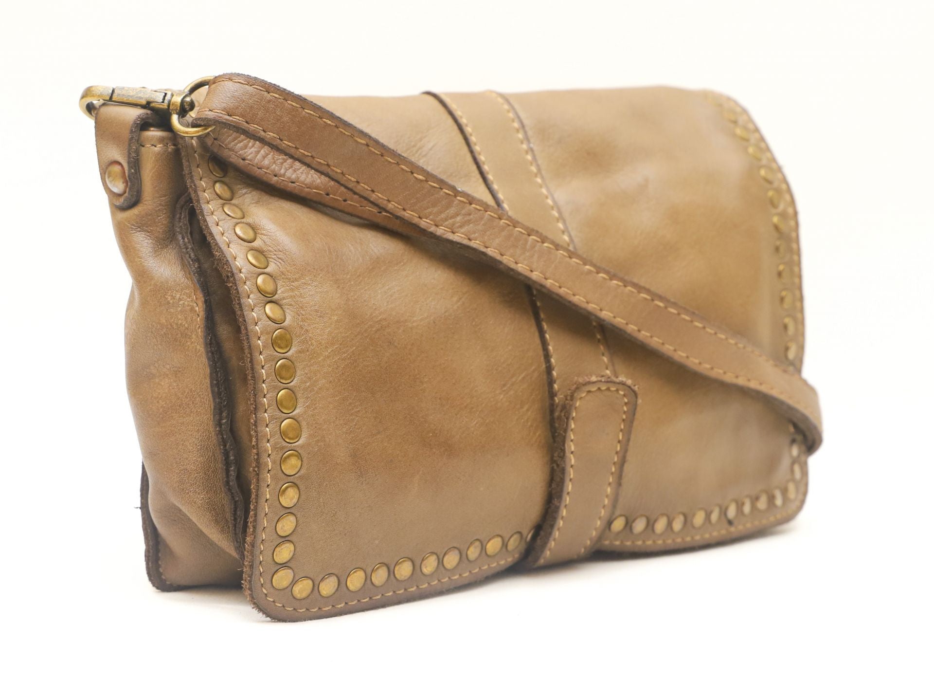 Sac besace à bandoulière en cuir vintage MISS SHAN Taupe foncé