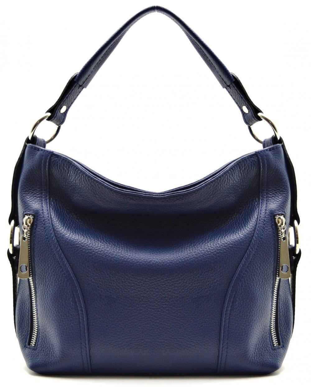 Sac à main en cuir grainé HUIT Bleu marine
