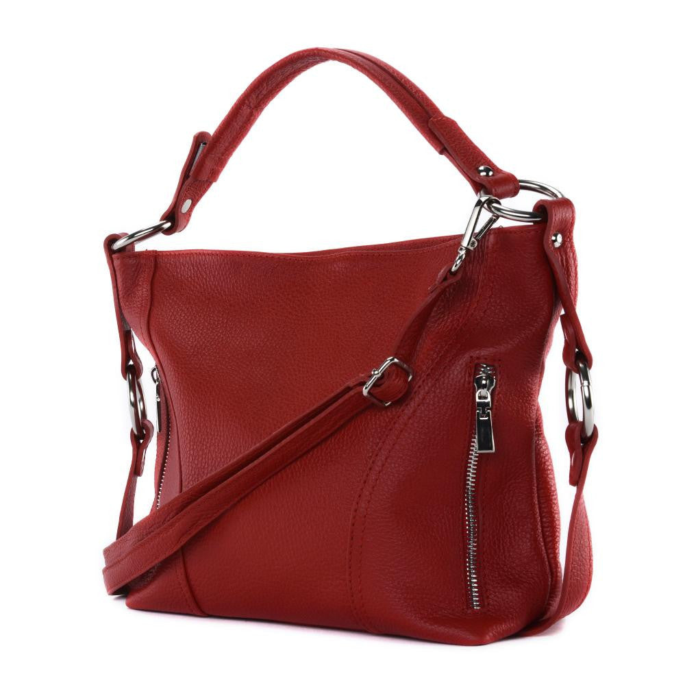 Sac à main en cuir grainé HUIT Rouge garance