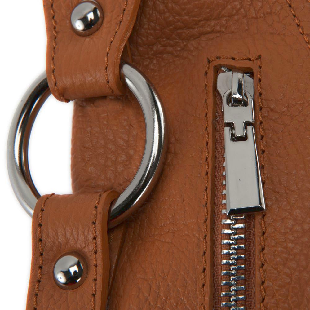 Sac à main en cuir grainé HUIT Cognac foncé