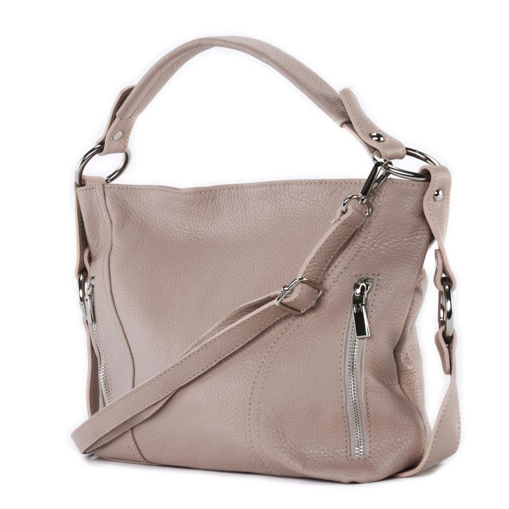 Sac à main en cuir grainé HUIT Rose nude